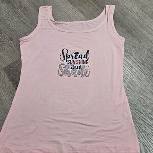NWOT Pink Tank Top with Graphic Print  Spread Sunshine Not Shade